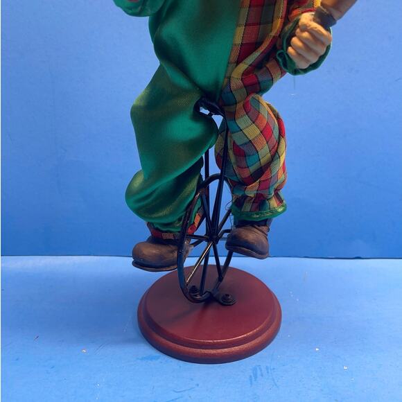 Vintage Circus Clown Figurine with Maracas Unicycle Hand-Painted 12" Multicolor - Picture 3 of 11